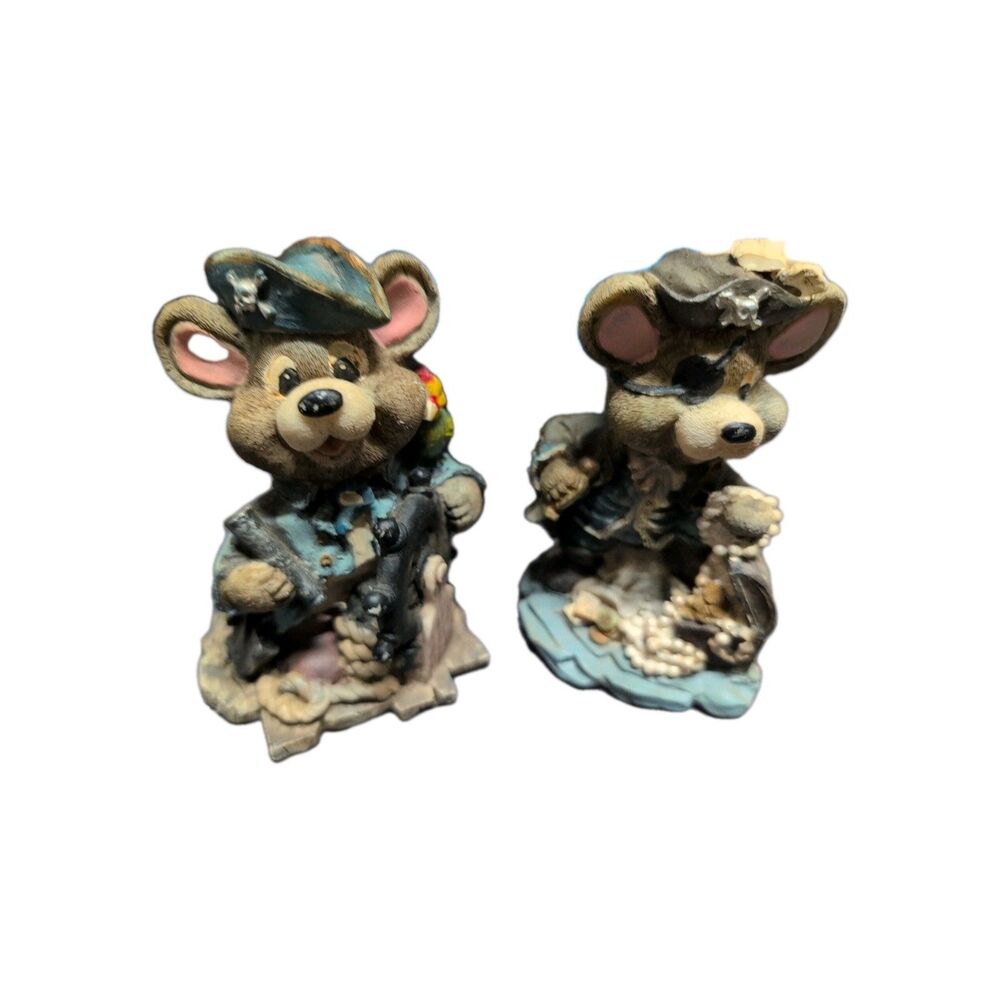 2 Resin Pirates Bear Figurine, 5” Tall, Good Shape, Vintage